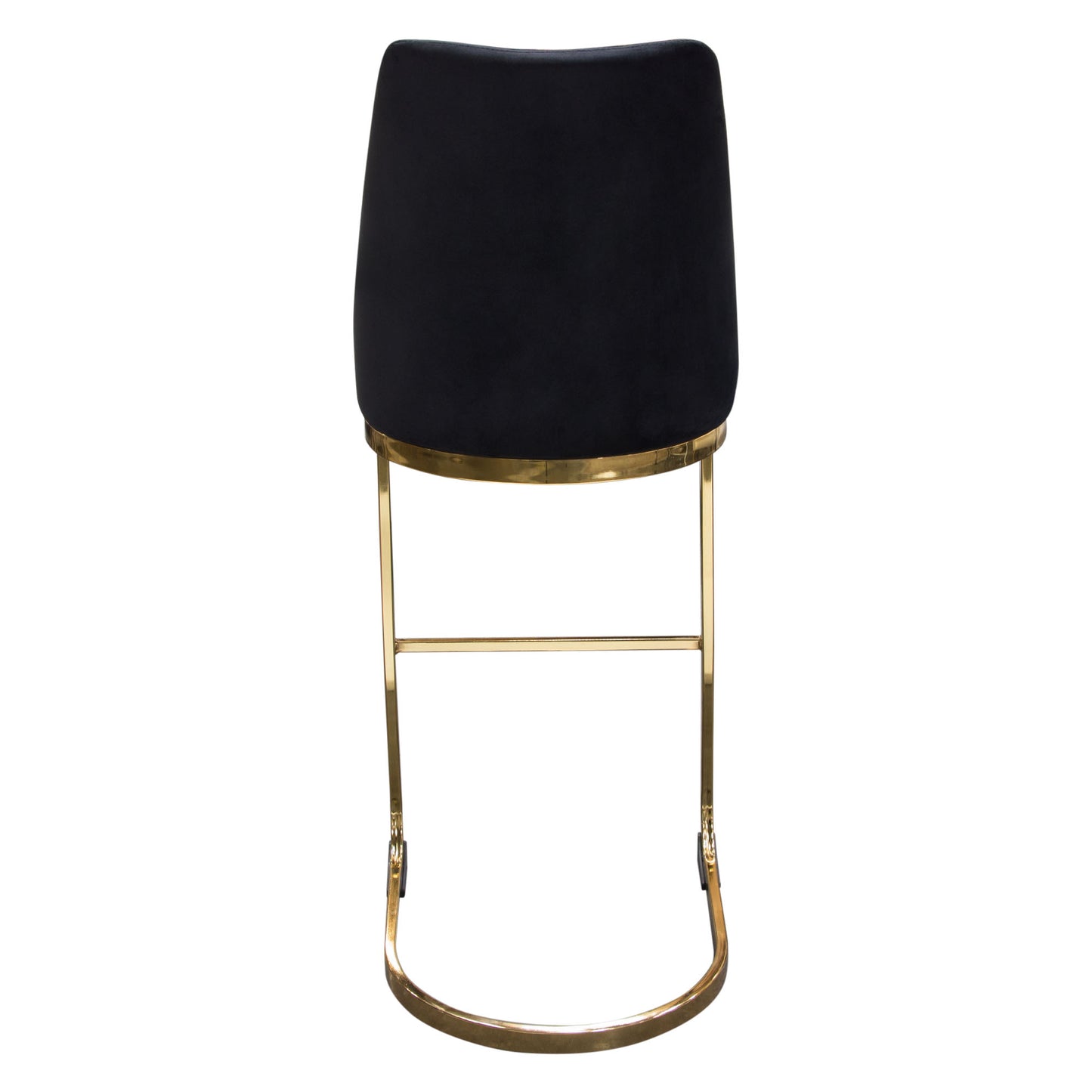 Vogue Set of (2) Bar Height Chairs in Black Velvet with Polished Gold Metal Base by Diamond Sofa VOGUE2BCBL2PK