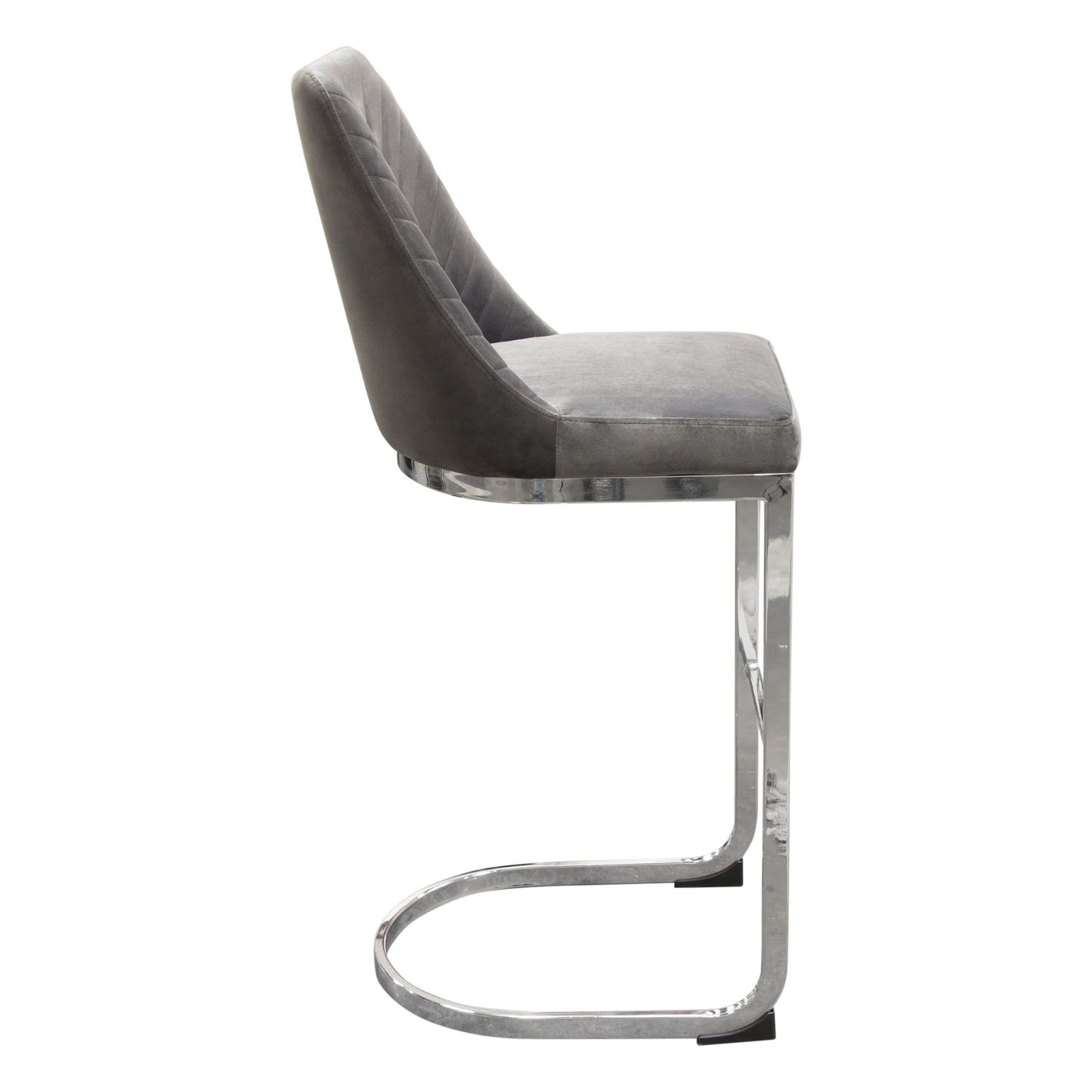 Vogue Set of (2) Bar Height Chairs in Velvet with Polished Silver Metal Base by Diamond Sofa