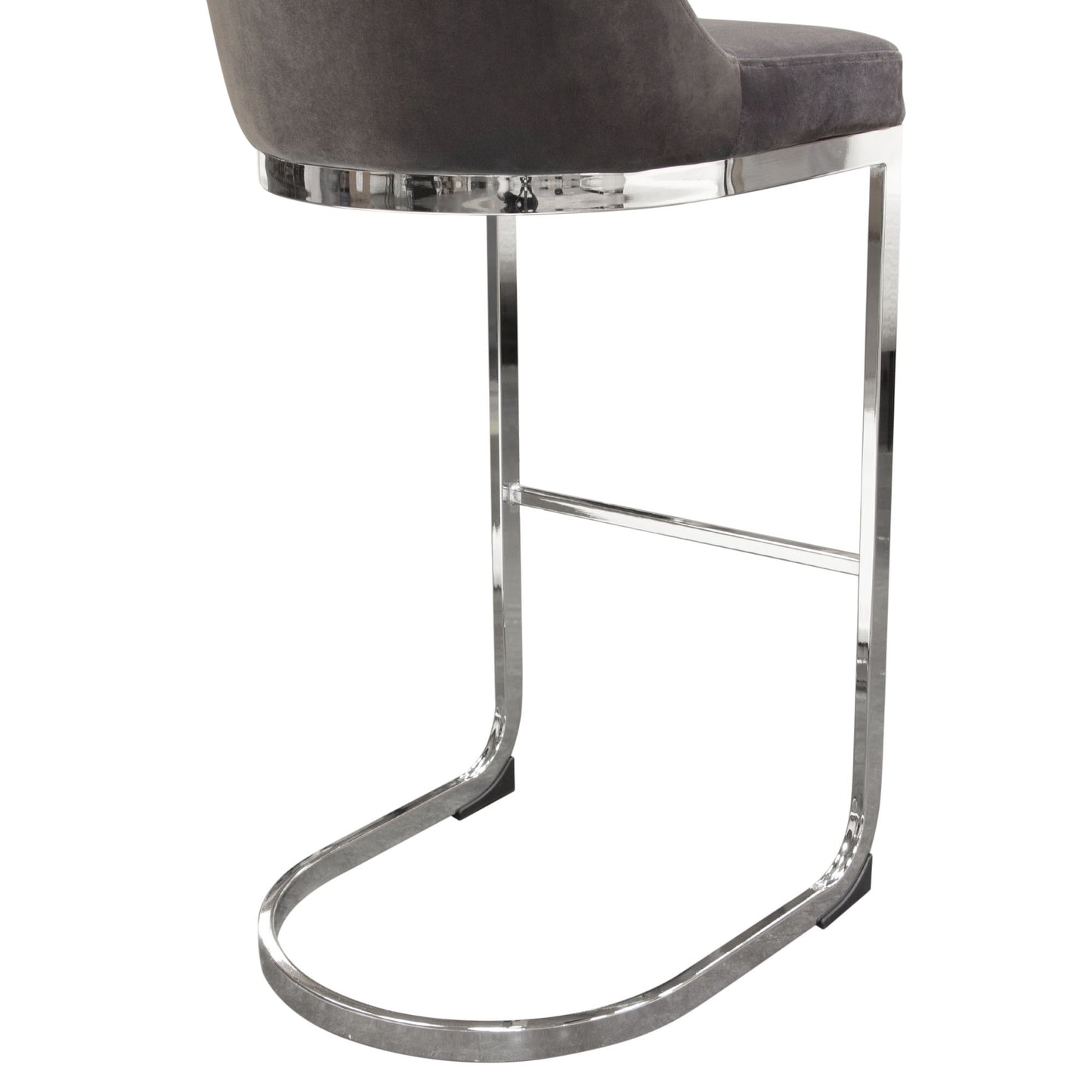 Vogue Set of (2) Bar Height Chairs in Velvet with Polished Silver Metal Base by Diamond Sofa