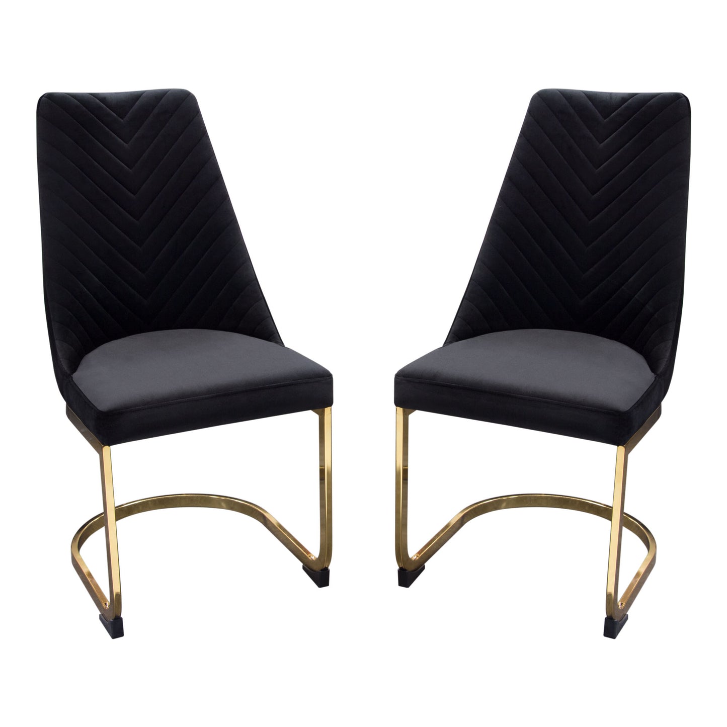 Vogue Set of (2) Dining Chairs in Velvet with Polished Gold Metal Base by Diamond Sofa