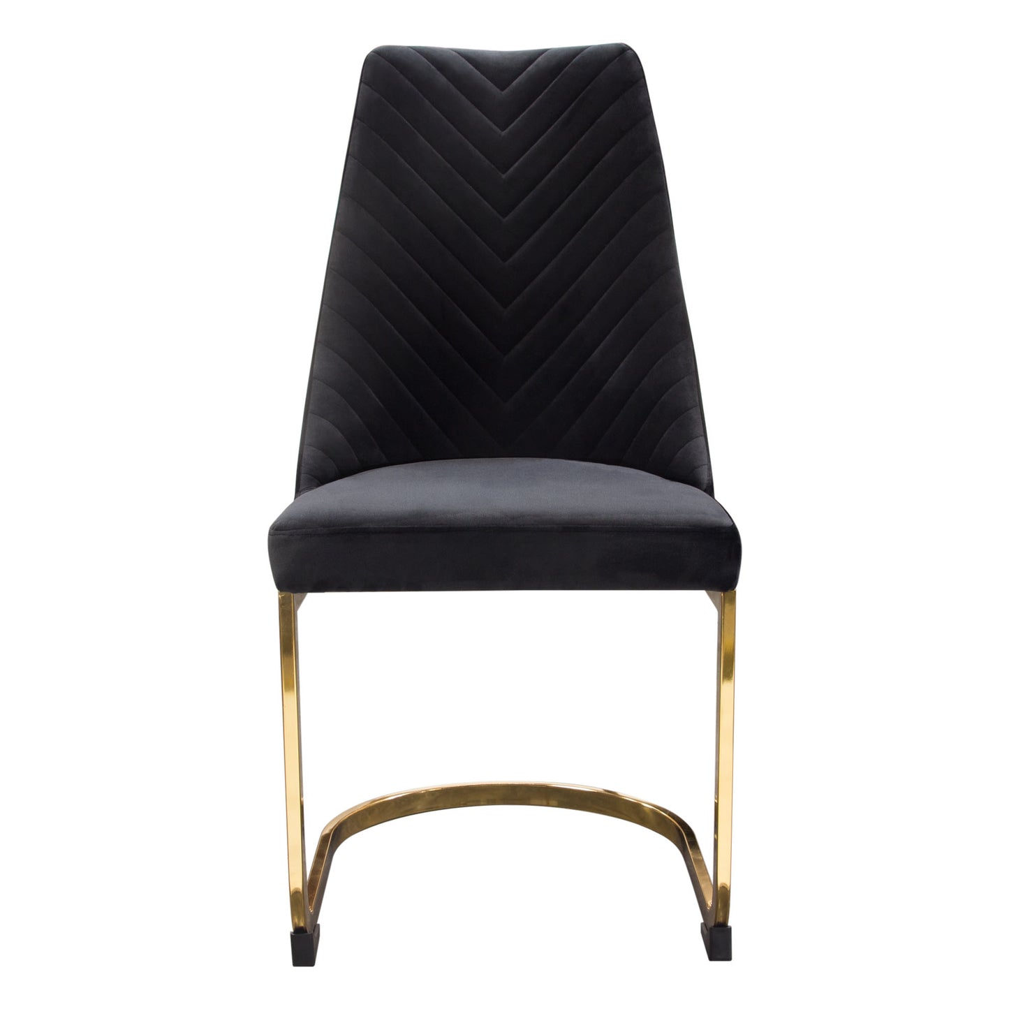 Vogue Set of (2) Dining Chairs in Velvet with Polished Gold Metal Base by Diamond Sofa