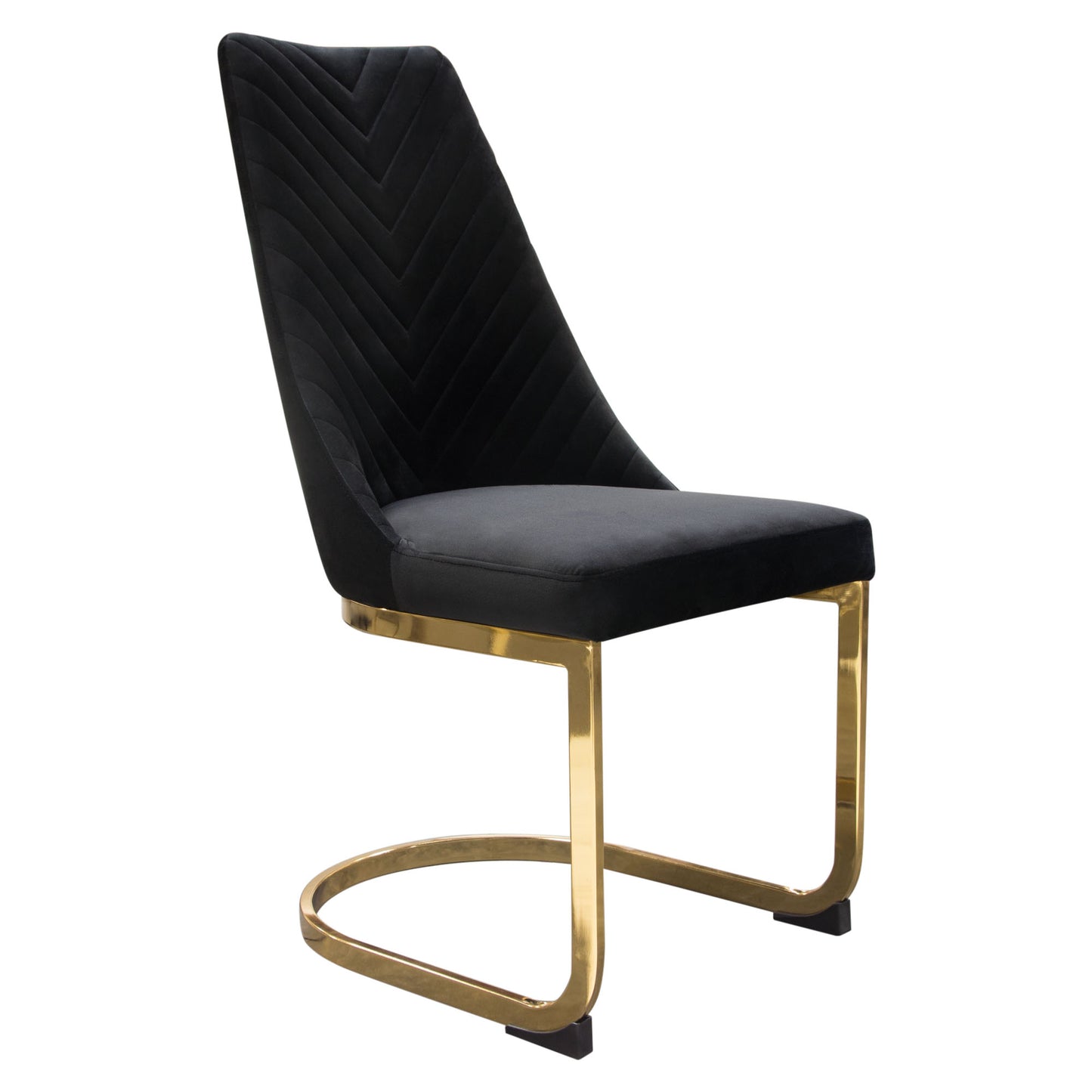 Vogue Set of (2) Dining Chairs in Velvet with Polished Gold Metal Base by Diamond Sofa