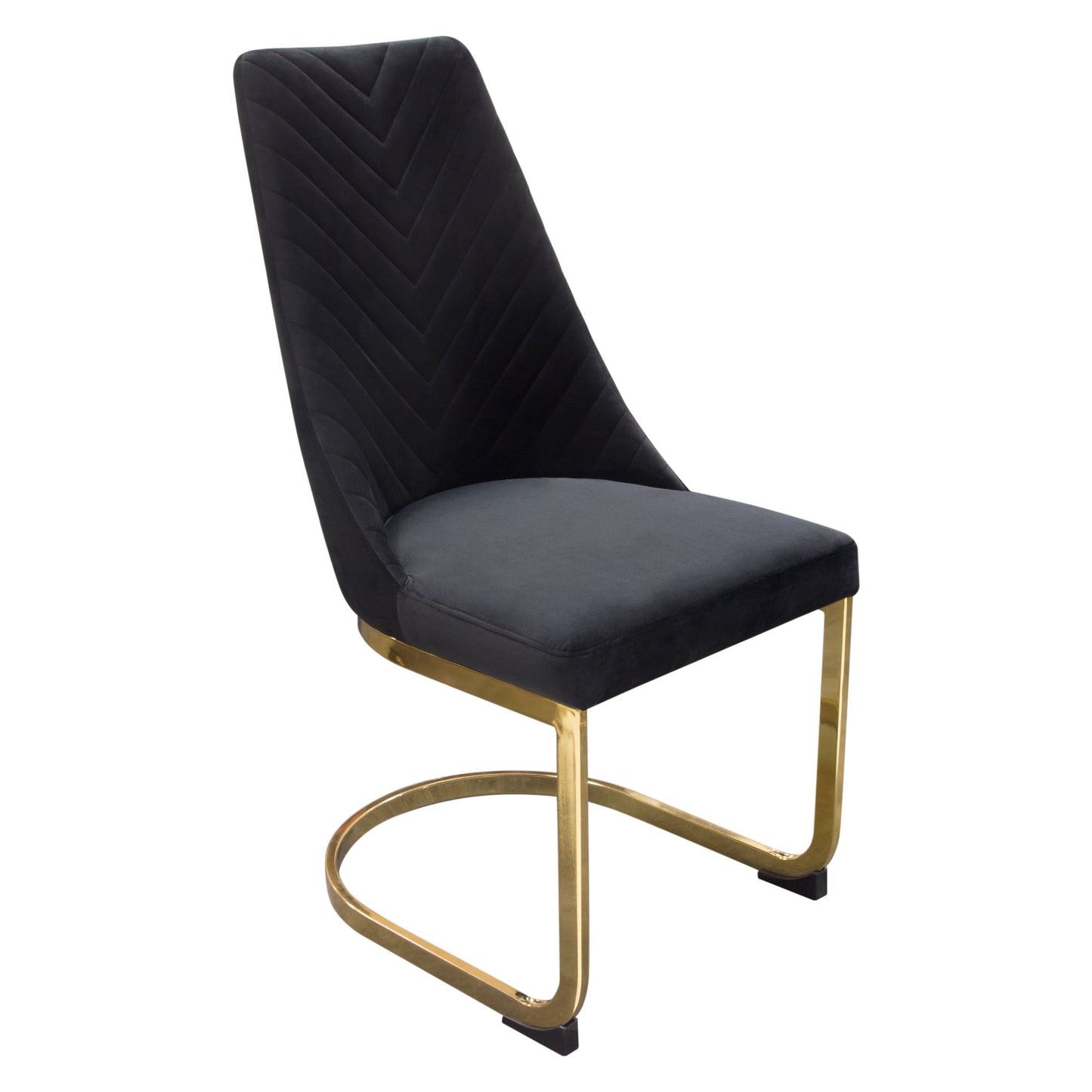 Vogue Set of (2) Dining Chairs in Velvet with Polished Gold Metal Base by Diamond Sofa