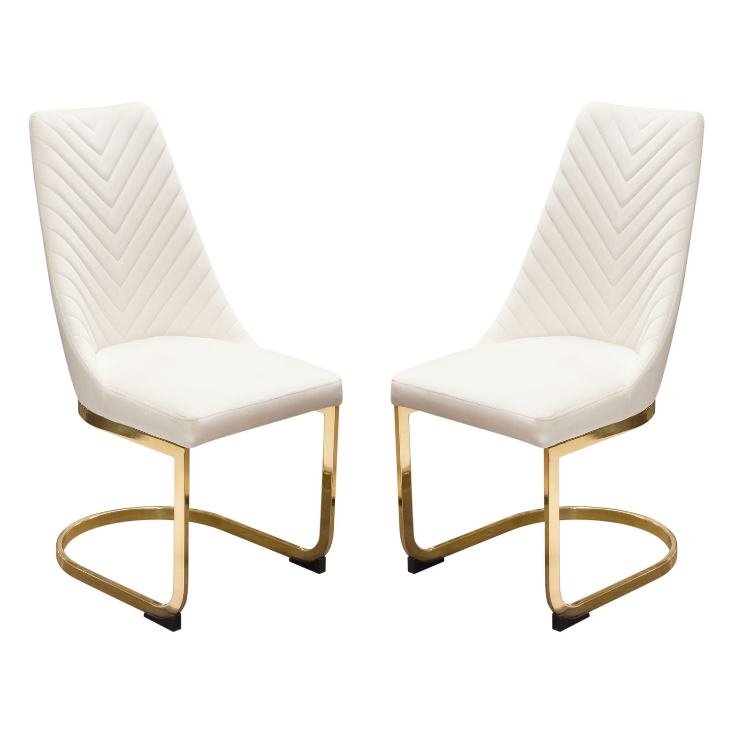 Vogue Set of (2) Dining Chairs in Velvet with Polished Gold Metal Base by Diamond Sofa