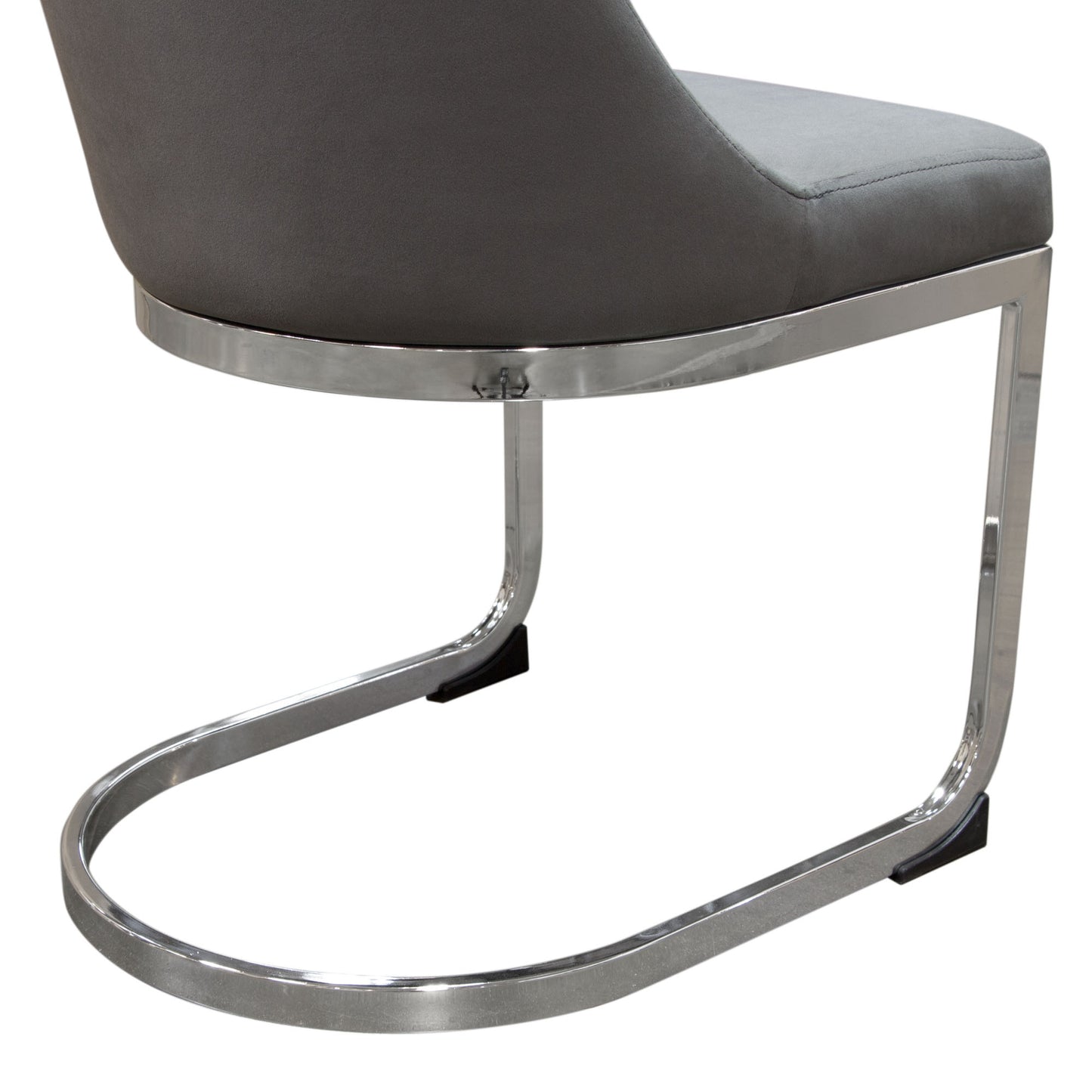 Vogue Set of (2) Dining Chairs in Grey Velvet with Polished Silver Metal Base by Diamond Sofa VOGUE2DCGR2PK