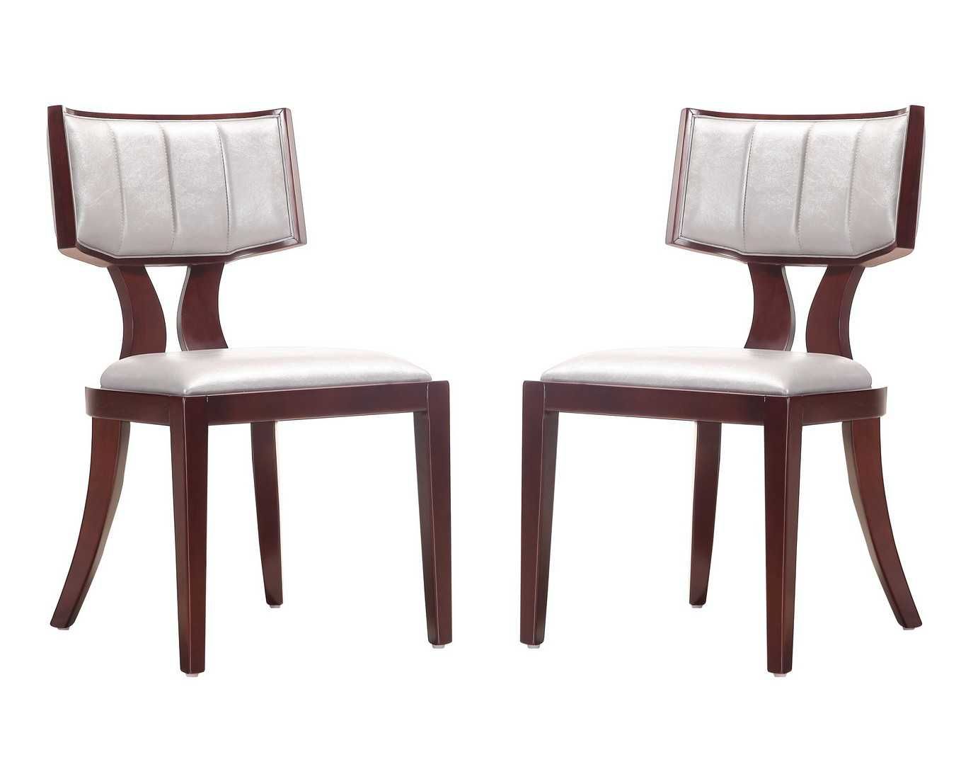 Manhattan Comfort Pulitzer Walnut Faux Leather Dining Chair (Set of Two)