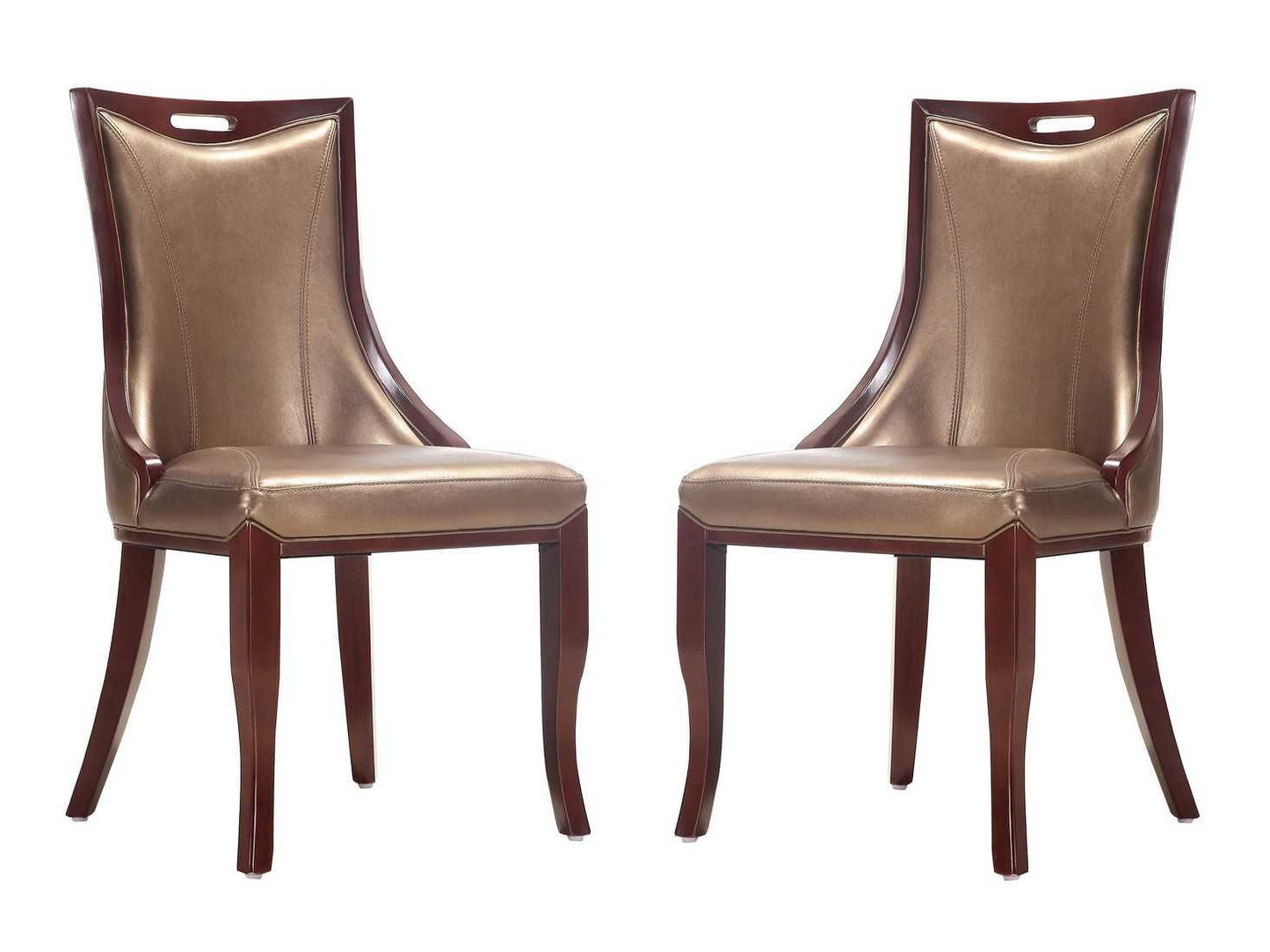 Manhattan Comfort Emperor Walnut Faux Leather Dining Chair (Set of Two)