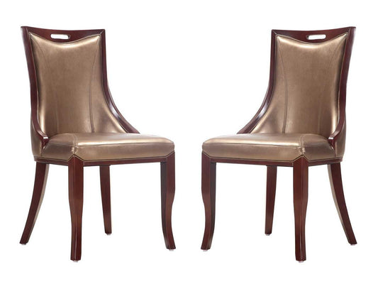 Manhattan Comfort Emperor Walnut Faux Leather Dining Chair (Set of Two)