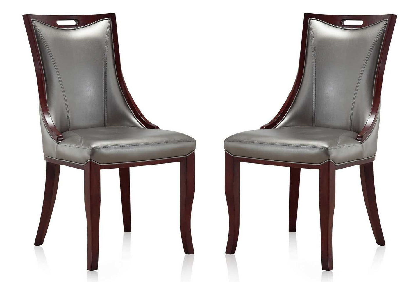 Manhattan Comfort Emperor Walnut Faux Leather Dining Chair (Set of Two)