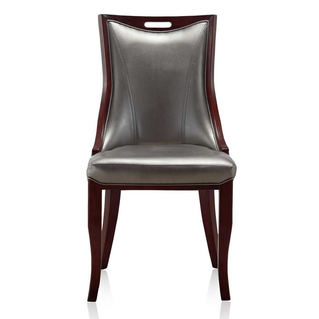 Manhattan Comfort Emperor Walnut Faux Leather Dining Chair (Set of Two)