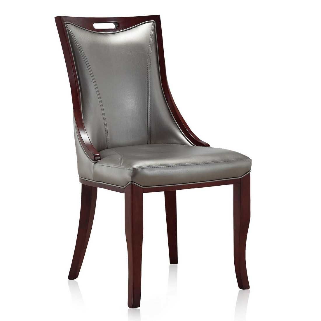 Manhattan Comfort Emperor Walnut Faux Leather Dining Chair (Set of Two)