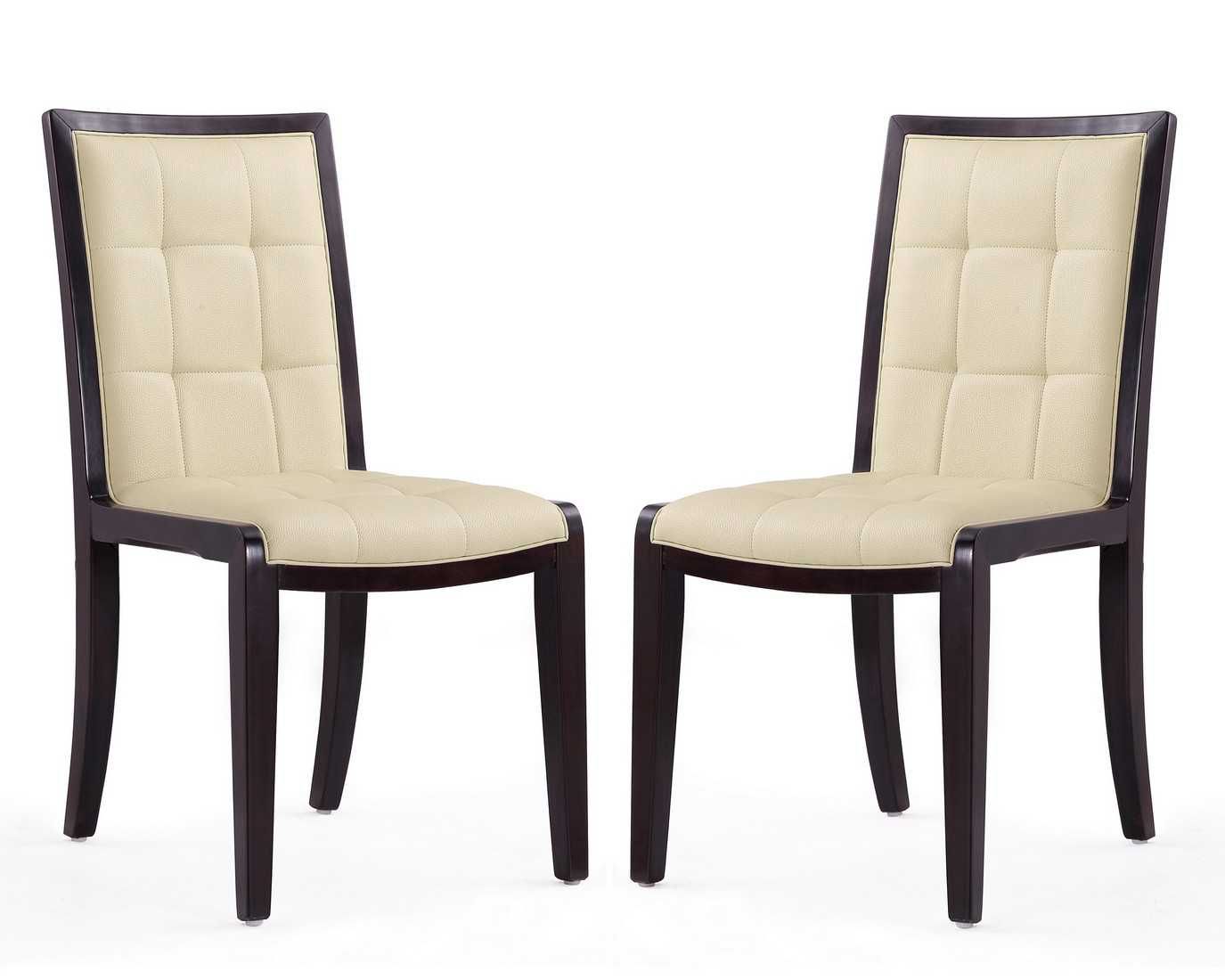 Manhattan Comfort Executor Walnut Faux Leather Dining Chairs (Set of Two)