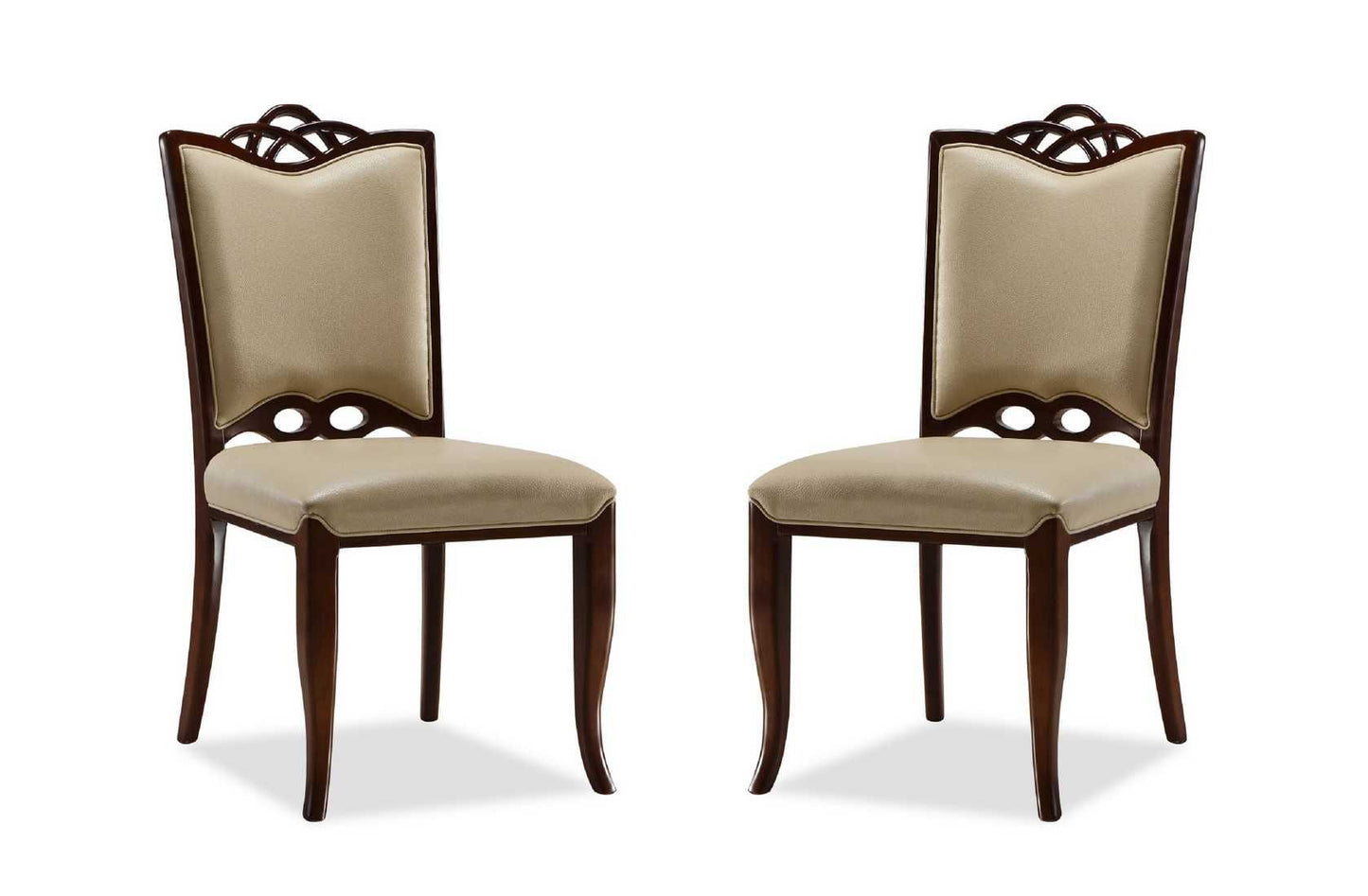 Manhattan Comfort Regent Cream and Walnut Faux Leather Dining Chair (Set of Two) DC005-CR