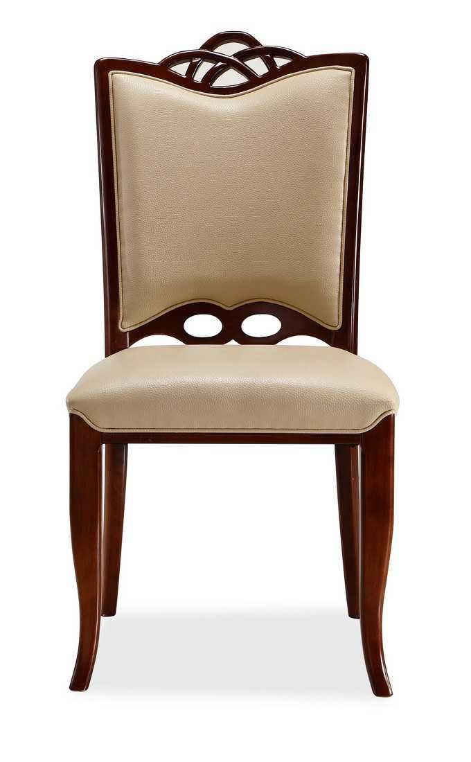 Manhattan Comfort Regent Cream and Walnut Faux Leather Dining Chair (Set of Two) DC005-CR