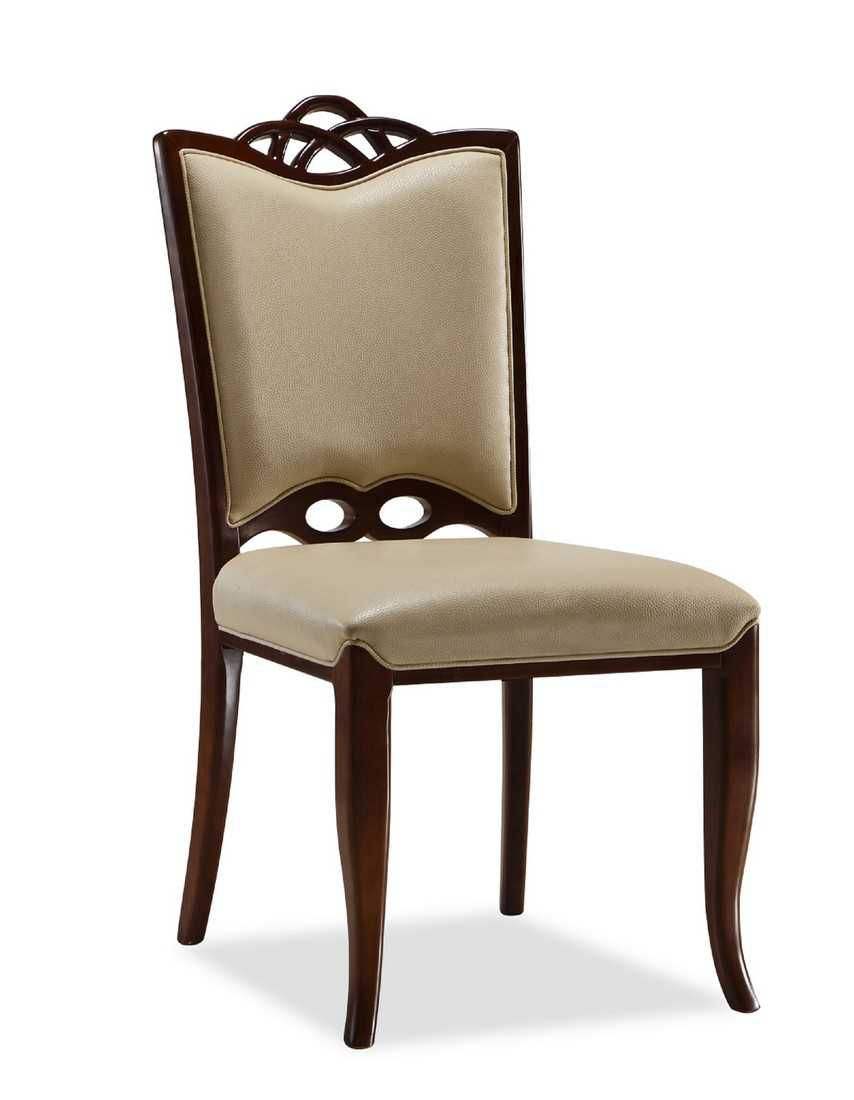 Manhattan Comfort Regent Cream and Walnut Faux Leather Dining Chair (Set of Two) DC005-CR