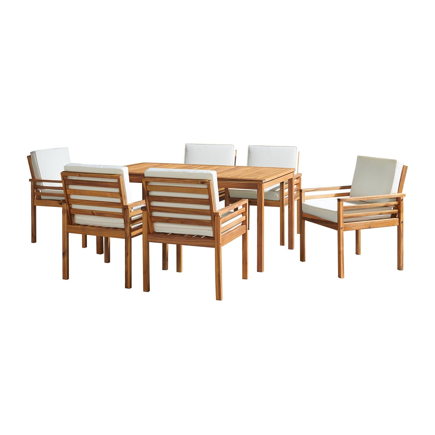 ALATERRE Okemo Acacia Wood Outdoor 7-Piece Outdoor Dining Set with Table and 6 Dining Chairs with Cushions ANOK012ANOB