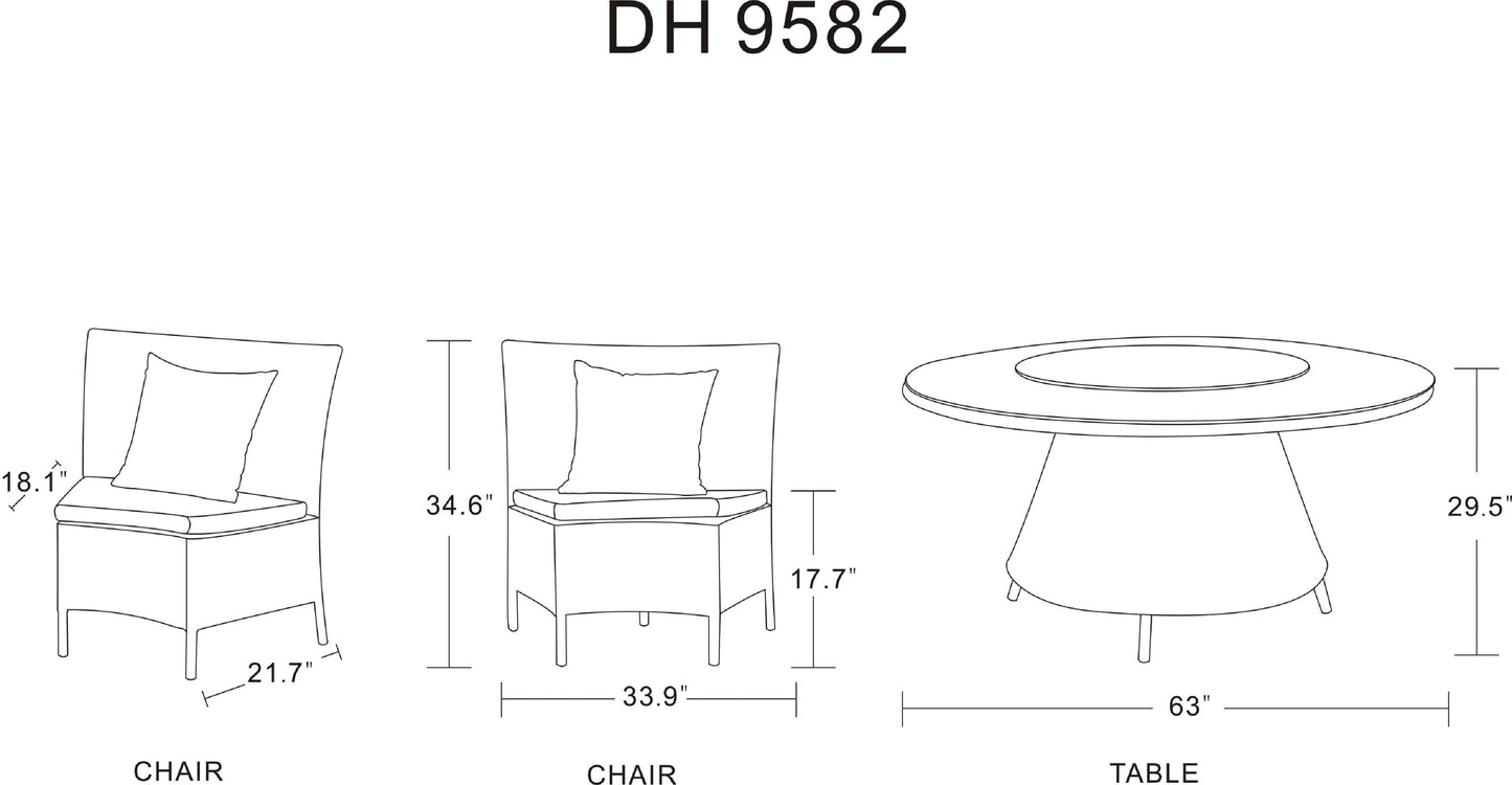 Manhattan Comfort Nightingdale Black 7-Piece Rattan Outdoor Dining Set with Cream and White Cushions OD-DS001-CR