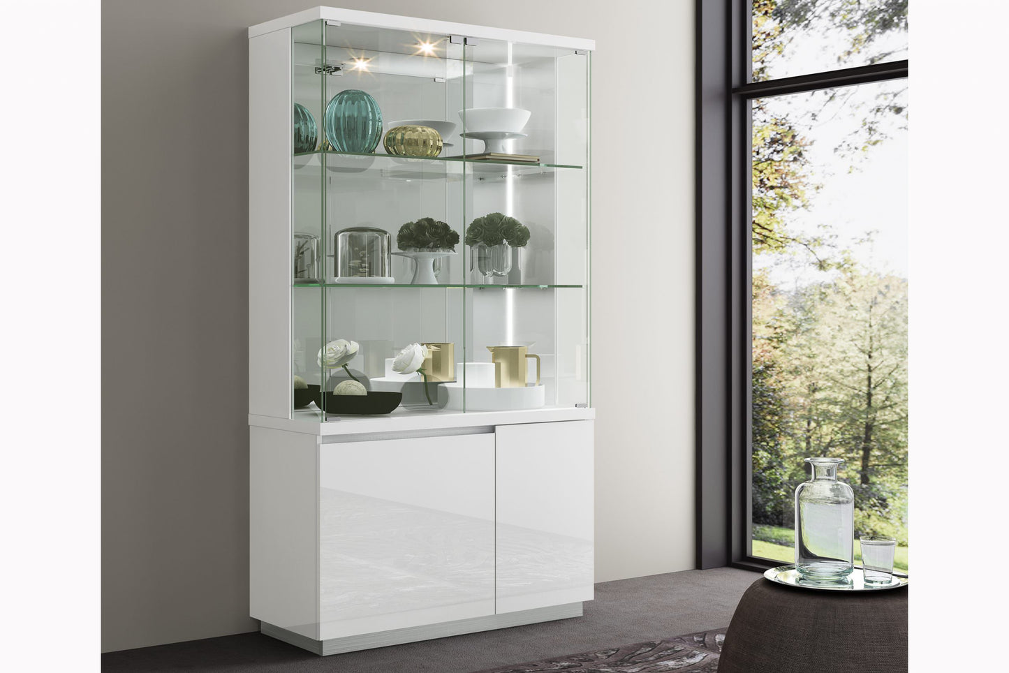 Whiteline Cameron Vitrine High Gloss White CB1686-WHT