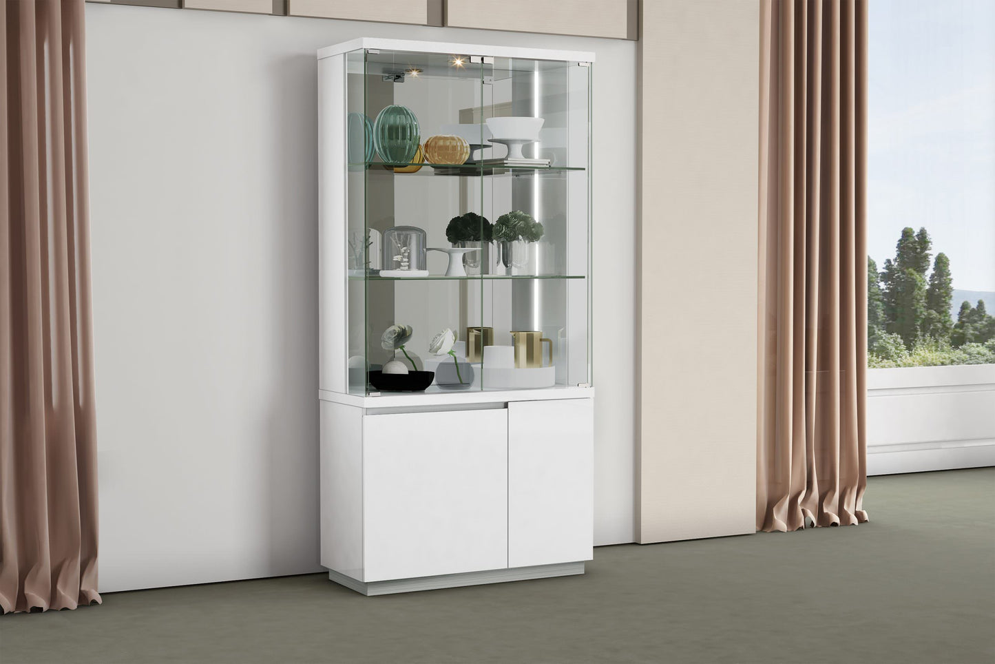 Whiteline Cameron Vitrine High Gloss White CB1686-WHT