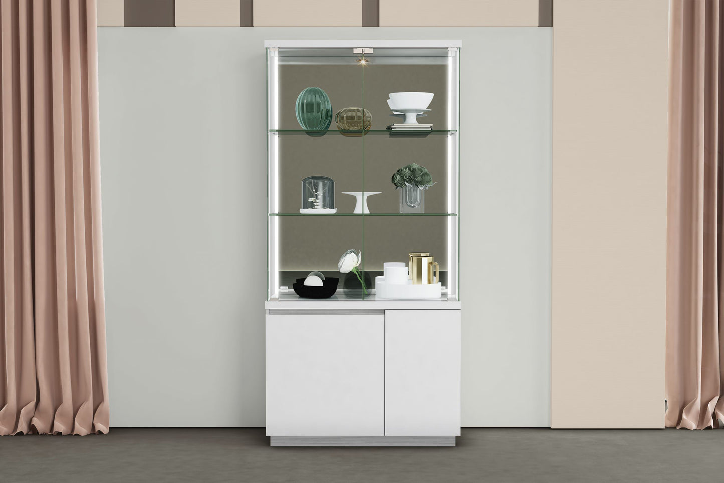 Whiteline Cameron Vitrine High Gloss White CB1686-WHT