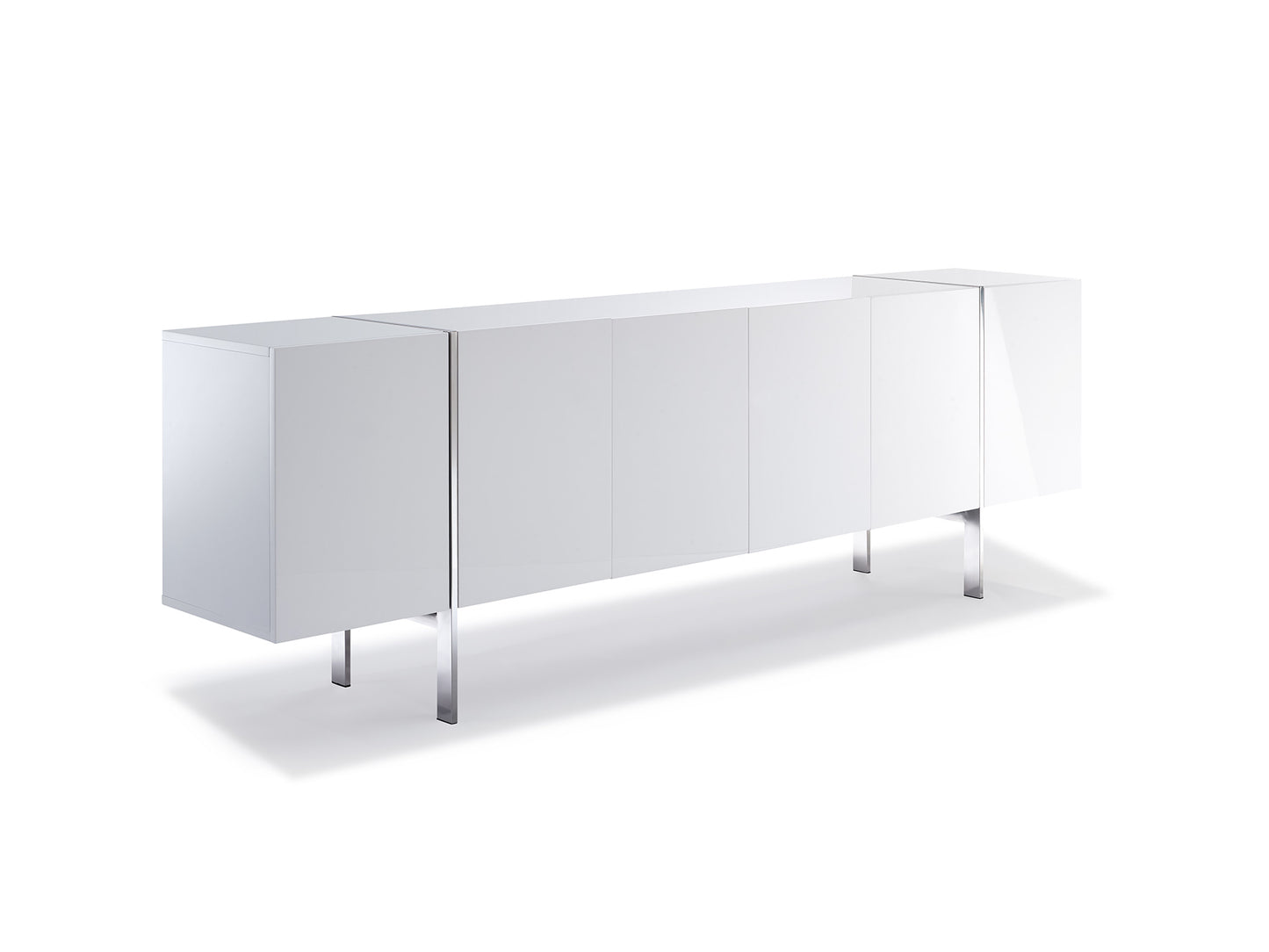 Whiteline Struttura Buffet Large, high gloss white, adjustable shelves, polished stainless steel legs SB1249L-WHT